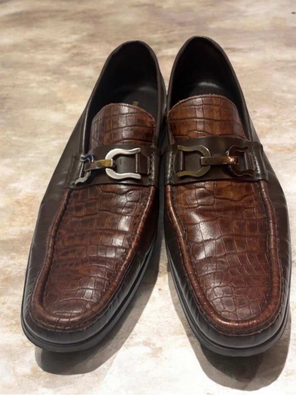 Bruno Magali Croc-Embossed Leather Slip-On Loafers Sz 10 Men - Picture 3 of 11